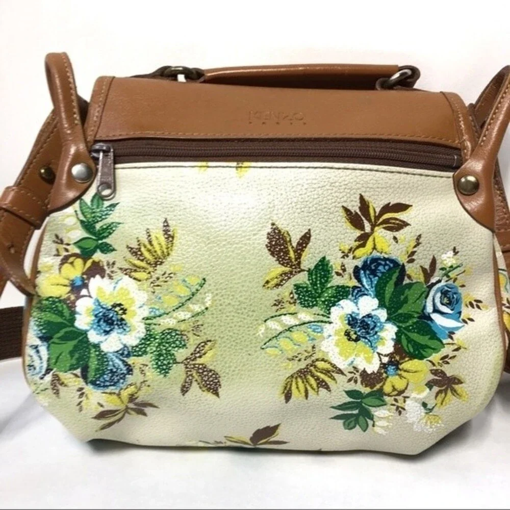 Kenzo Paris Floral and Tan Small Crossbody Bag